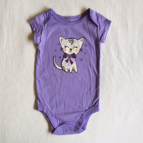george purple kitten short sleeve bodysuit diaper shirt 6 months baby girl - Picture 2 of 5